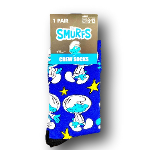 3/$20 The Smurfs Funny Novelty Crew Socks - Brand New